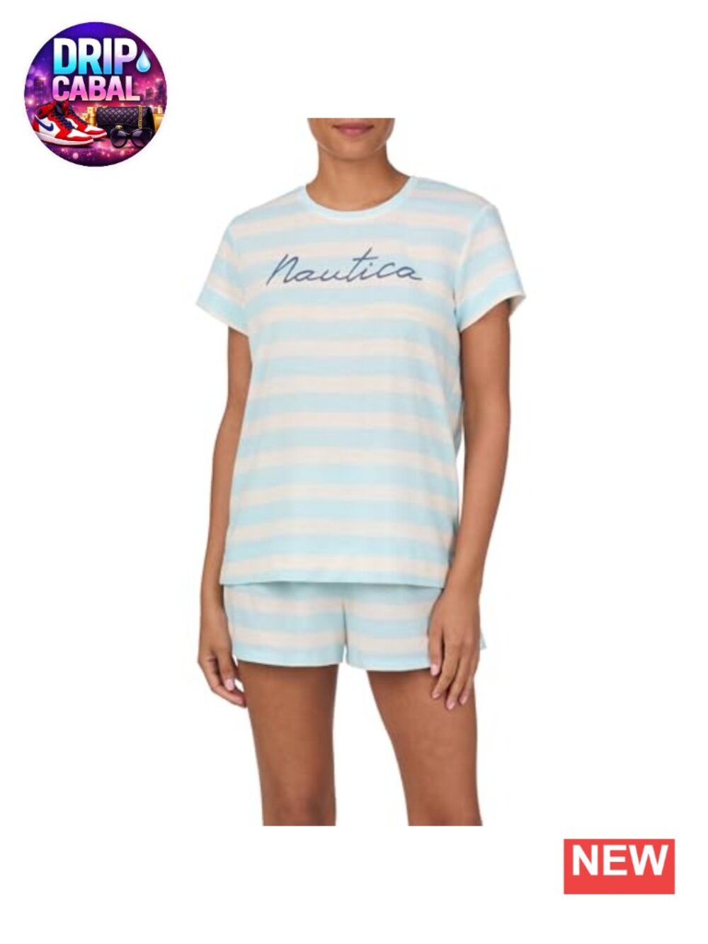 Nautica Women's Pajama Set Lightweight French Terry Short Sleeve Drawstring